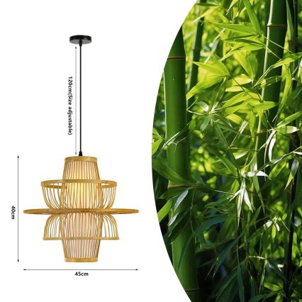 Lampadario a sospensione con filo PINCHOS 1xE27/40W/230V diametro 45 cm bambù