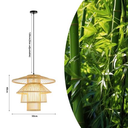 Hängeleuchte PINCHOS 1xE27/40W/230V d 50 cm Bambus