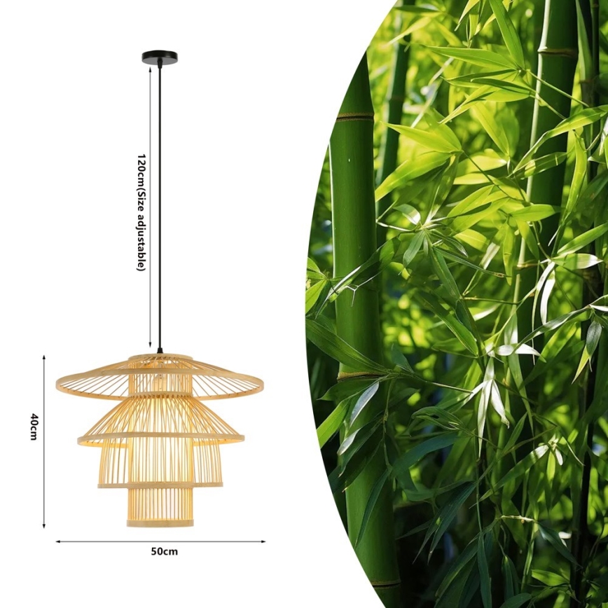 Hängeleuchte PINCHOS 1xE27/40W/230V d 50 cm Bambus