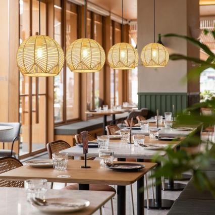 Lampadario a sospensione con filo PELO 1xE27/40W/230V diametro 30 cm rattan