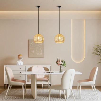 Suspension filaire PELO 1xE27/40W/230V d. 30 cm rotin