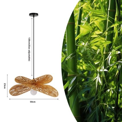Lampadario a sospensione con filo MARIPOSA 1xE27/40W/230V diametro 50 cm iuta