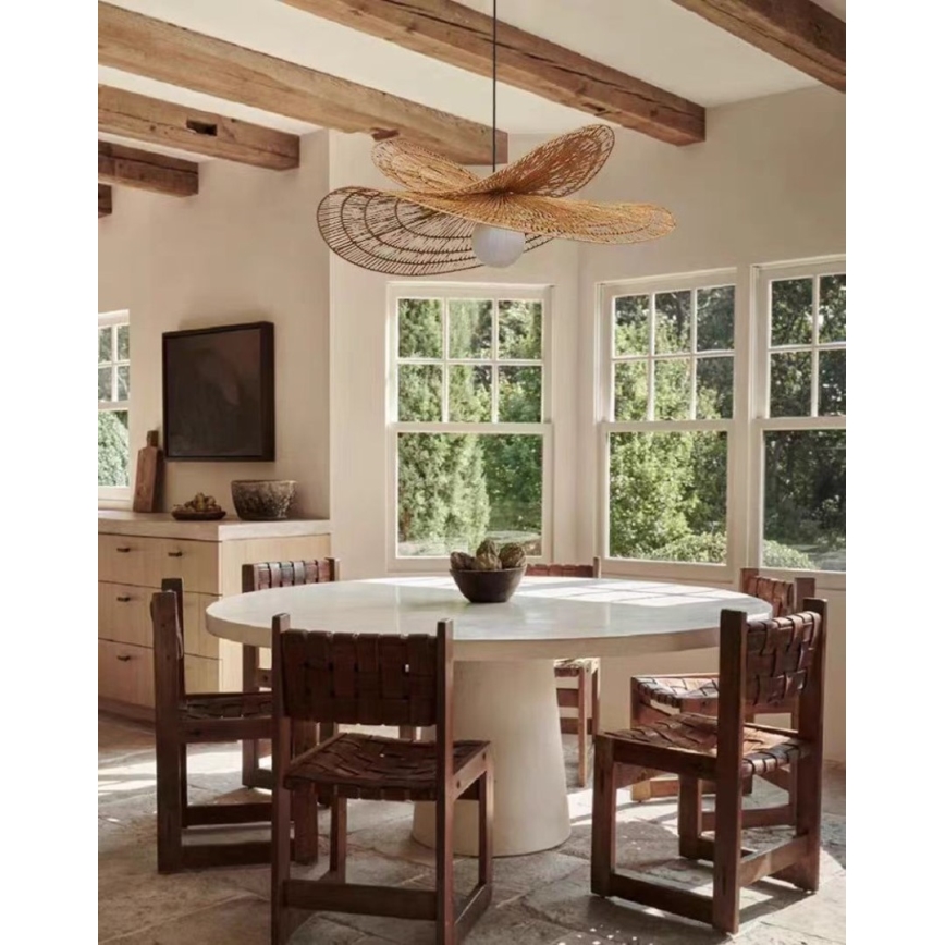 Lampadario a sospensione con filo MARIPOSA 1xE27/40W/230V diametro 80 cm iuta