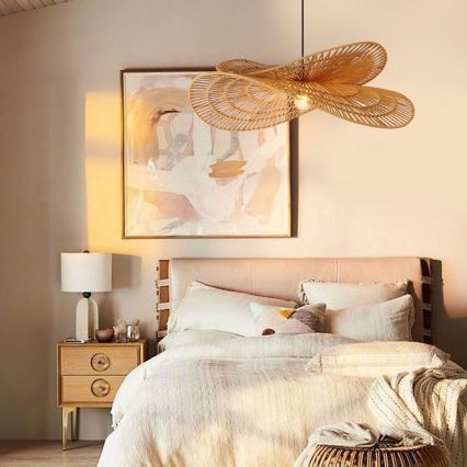 Lampadario a sospensione con filo MARIPOSA 1xE27/40W/230V diametro 80 cm iuta