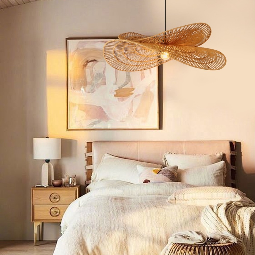 Lampadario a sospensione con filo MARIPOSA 1xE27/40W/230V diametro 80 cm iuta