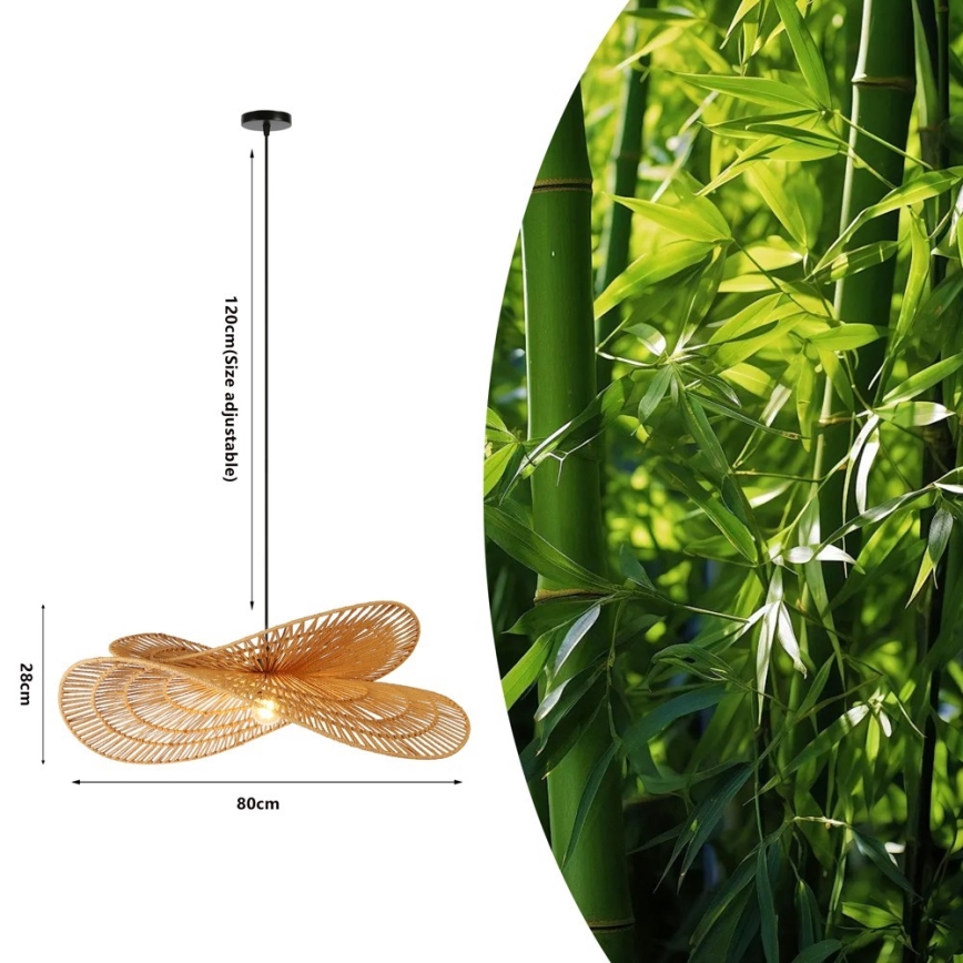 Lampadario a sospensione con filo MARIPOSA 1xE27/40W/230V diametro 80 cm iuta