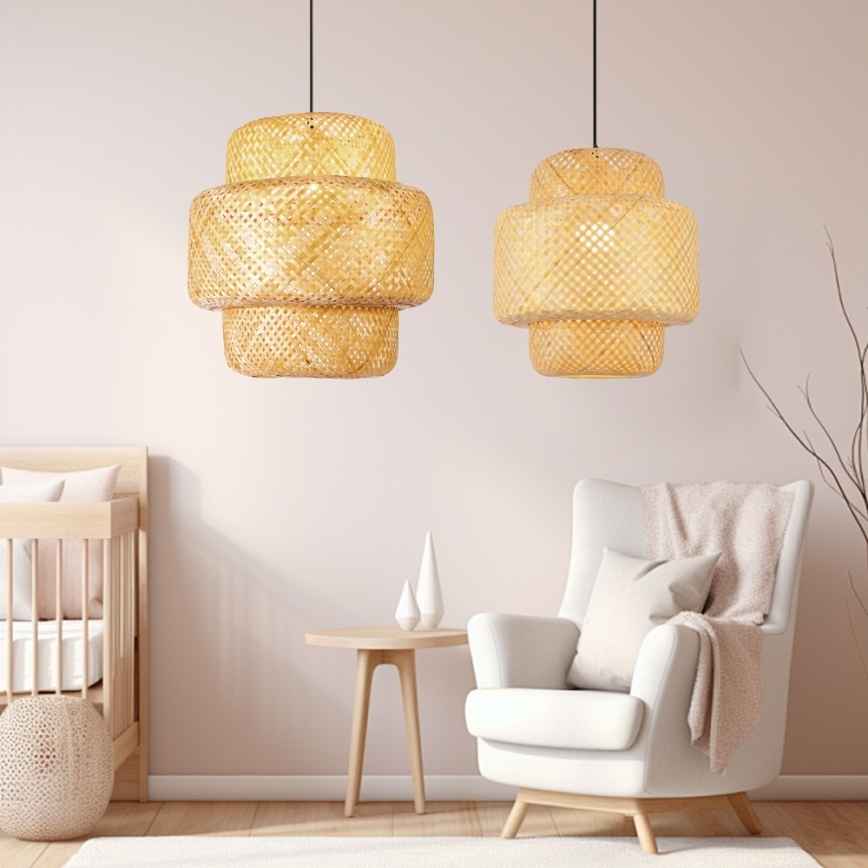 Suspension filaire HILO 1xE27/40W/230V d. 38 cm bambou