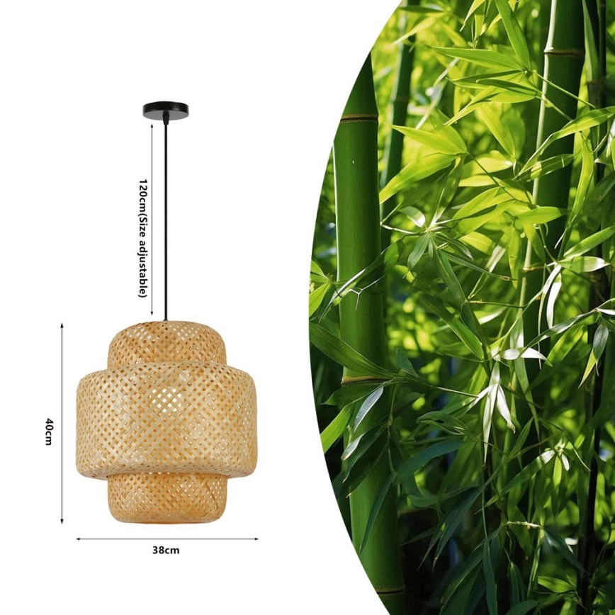 Suspension filaire HILO 1xE27/40W/230V d. 38 cm bambou