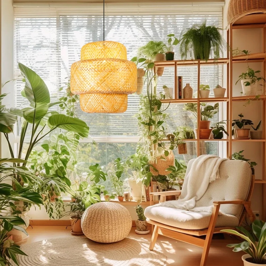 Hängeleuchte HILO 1xE27/40W/230V d 47 cm Bambus