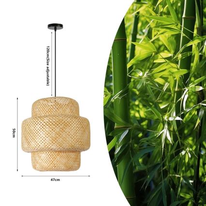 Suspension filaire HILO 1xE27/40W/230V d. 47 cm bambou