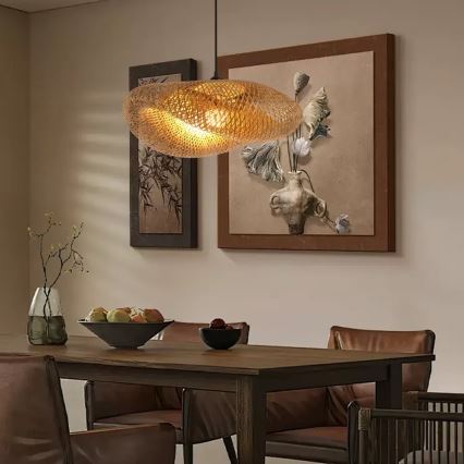 Lampadario a sospensione con filo HILO 1xE27/40W/230V diametro 60 cm bambù
