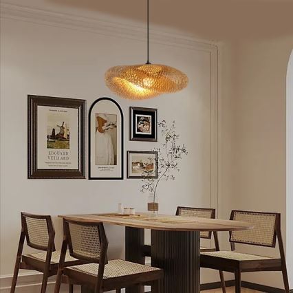 Lampadario a sospensione con filo HILO 1xE27/40W/230V diametro 60 cm bambù