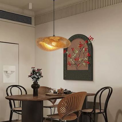 Lampadario a sospensione con filo HILO 1xE27/40W/230V diametro 60 cm bambù