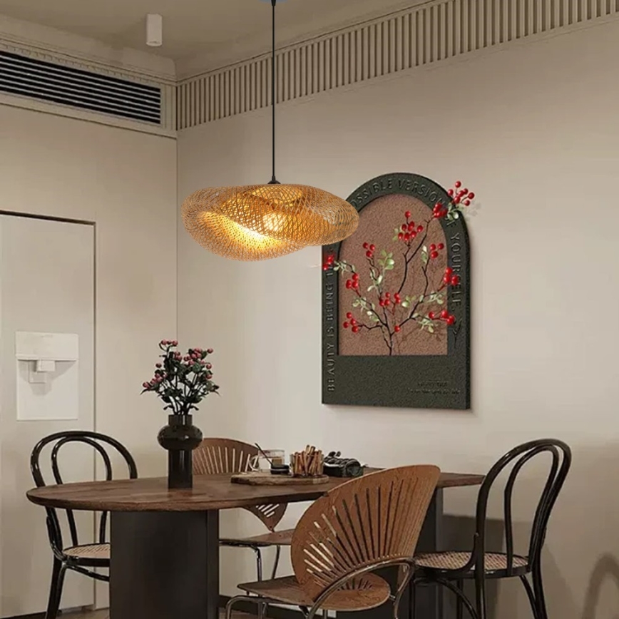 Lampadario a sospensione con filo HILO 1xE27/40W/230V diametro 60 cm bambù