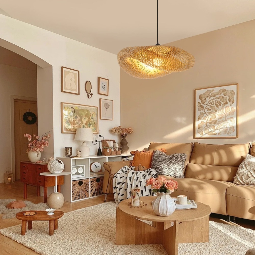 Lampadario a sospensione con filo HILO 1xE27/40W/230V diametro 60 cm bambù