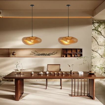Lampadario a sospensione con filo HILO 1xE27/40W/230V diametro 60 cm bambù