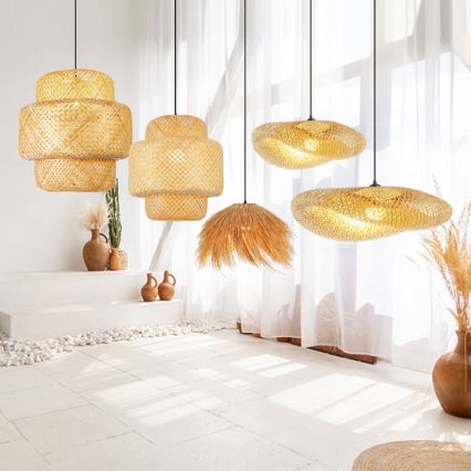 Lampadario a sospensione con filo HILO 1xE27/40W/230V diametro 60 cm bambù