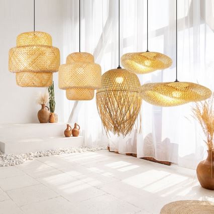 Lampadario a sospensione con filo HILO 1xE27/40W/230V diametro 60 cm bambù