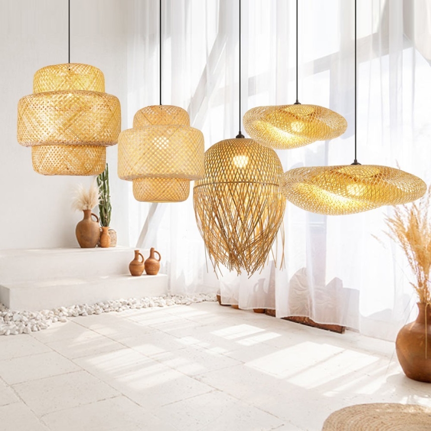 Lampadario a sospensione con filo HILO 1xE27/40W/230V diametro 60 cm bambù