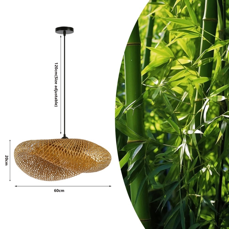 Lampadario a sospensione con filo HILO 1xE27/40W/230V diametro 60 cm bambù