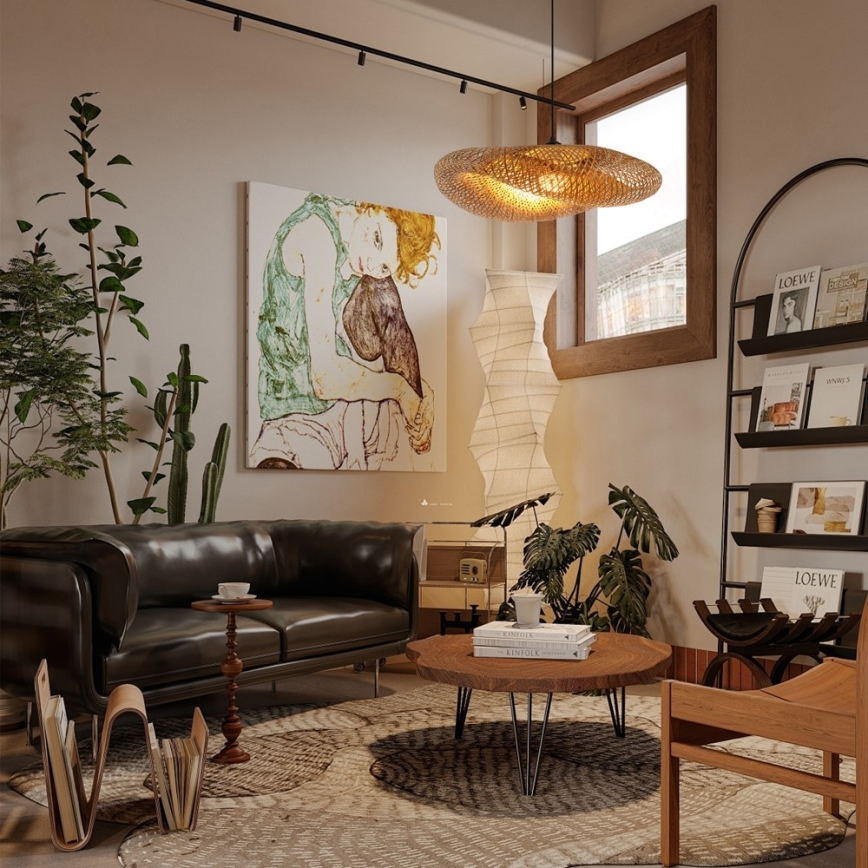 Lampadario a sospensione con filo HILO 1xE27/40W/230V diametro 80 cm bambù