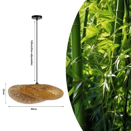 Lampadario a sospensione con filo HILO 1xE27/40W/230V diametro 80 cm bambù