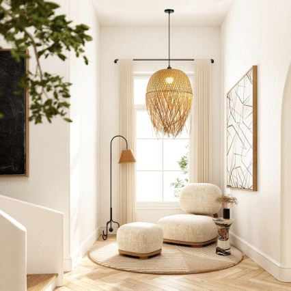 Lampadario a sospensione con filo HILO 1xE27/40W/230V diametro 45 cm bambù