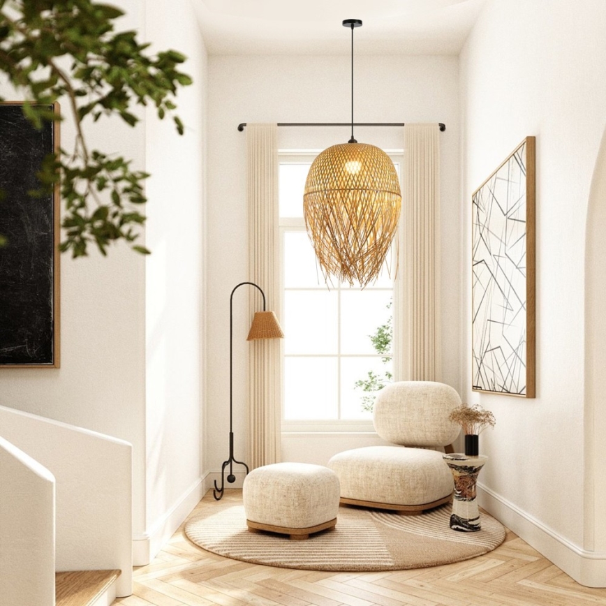 Lampadario a sospensione con filo HILO 1xE27/40W/230V diametro 45 cm bambù