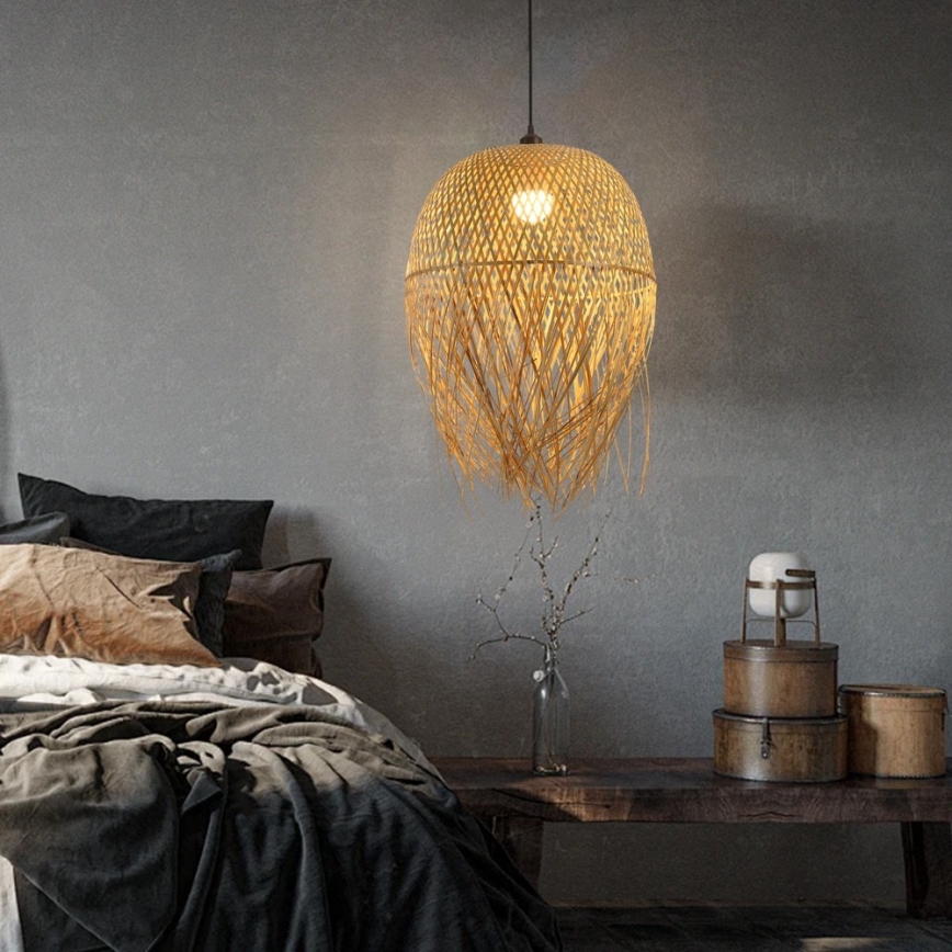 Lampadario a sospensione con filo HILO 1xE27/40W/230V diametro 45 cm bambù