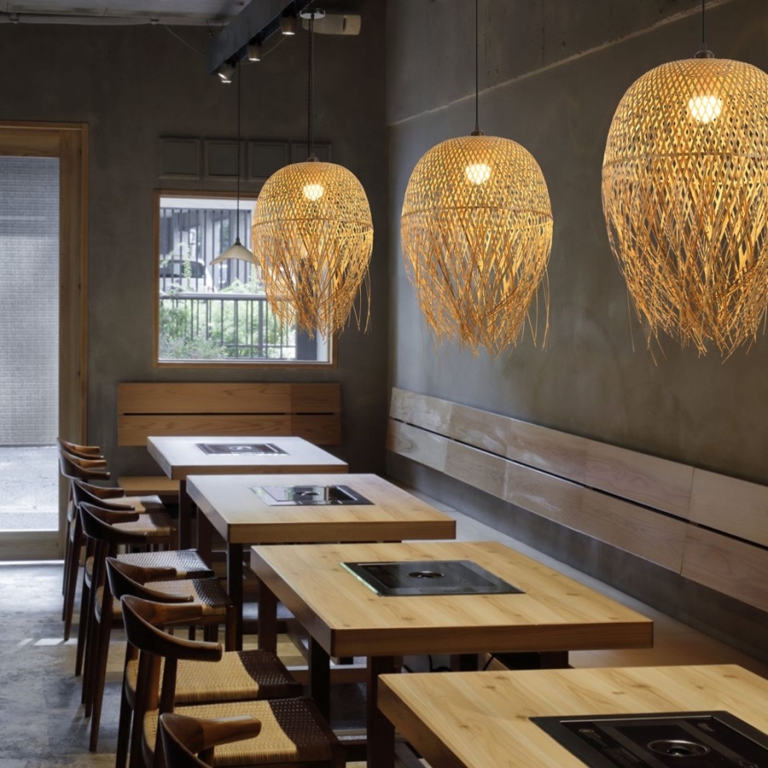 Lampadario a sospensione con filo HILO 1xE27/40W/230V diametro 45 cm bambù