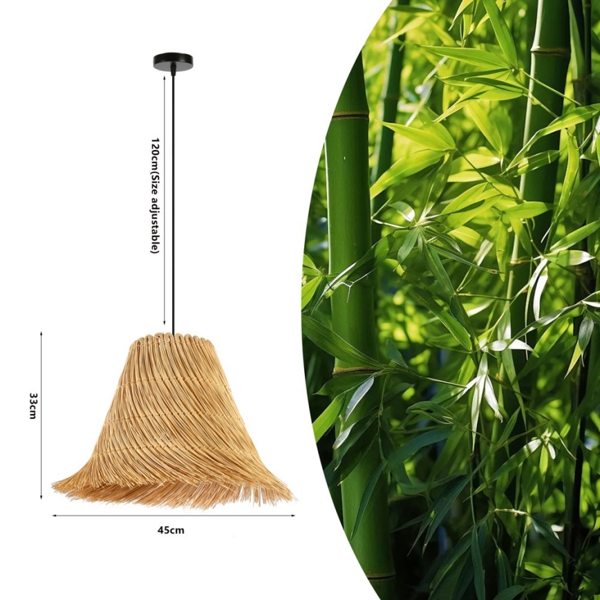 Suspension filaire NATURALEZA 1xE27/40W/230V d. 45 cm rotin