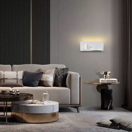 Immax 08285L - LED Faretto da parete con ripiano, porta USB e ricarica wireless Be PREPARE LED/3W/230V + LED/3W bianco