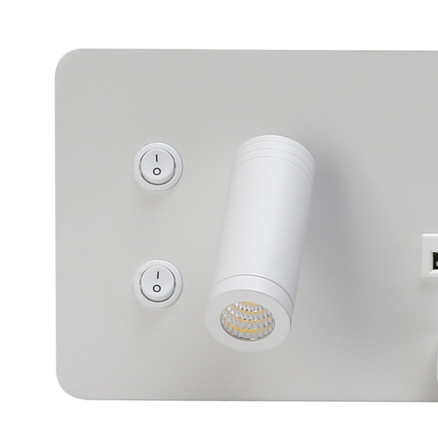 Immax 08285L - LED Faretto da parete con ripiano, porta USB e ricarica wireless Be PREPARE LED/3W/230V + LED/3W bianco