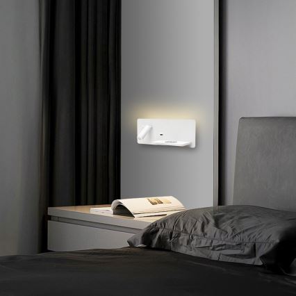 Immax 08285L - LED Wandleuchte mit Regal, USB-Anschluss und kabelloser Ladefunktion Be PREPARE LED/3W/230V + LED/3W weiß