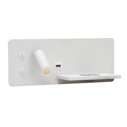 Immax 08285L - LED Wandleuchte mit Regal, USB-Anschluss und kabelloser Ladefunktion Be PREPARE LED/3W/230V + LED/3W weiß