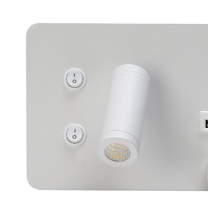 Immax 08285L - LED Wandleuchte mit Regal, USB-Anschluss und kabelloser Ladefunktion Be PREPARE LED/3W/230V + LED/3W weiß