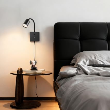 Wandleuchte PUNTO mit USB 1xGU10/9W/230V schwarz