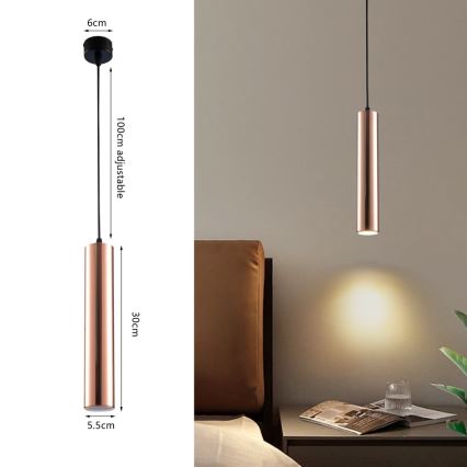 Suspension sur câble PUNTO 1xGU10/9W/230V or rose