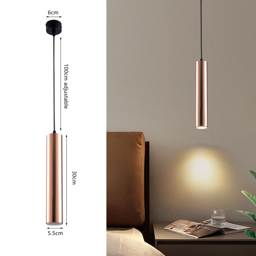 Suspension sur câble PUNTO 1xGU10/9W/230V or rose