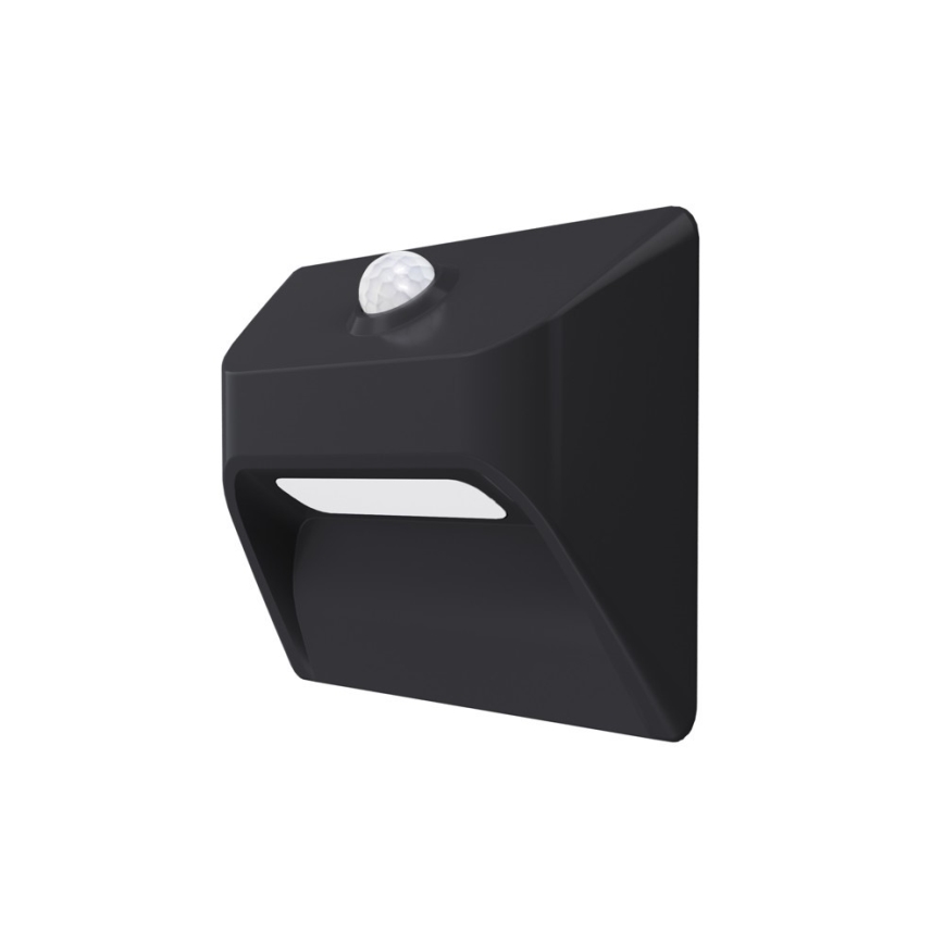 Luminaire d'escalier LED rechargeable avec détection de mouvement et capteur crépusculaire STEP LIGHT LED/0,3W/3,7V 2200 mAh IP53 noir