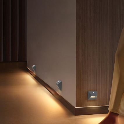 Wiederaufladbare LED-Treppenleuchte mit Bewegungs- und Dämmerungssensor STEP LIGHT LED/0,3W/3,7V 2200 mAh IP53 grau