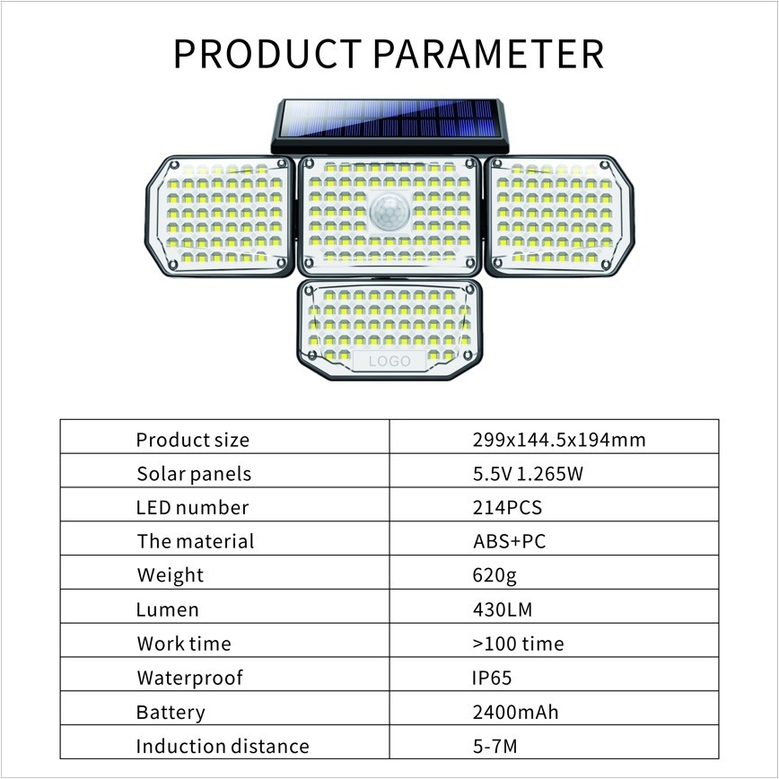 Applique LED solare con sensore LED/5W/5,5V IP65
