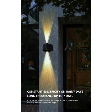 Lampada da parete solare LED con sensore LED/2W/5V IP54 1300 mAh