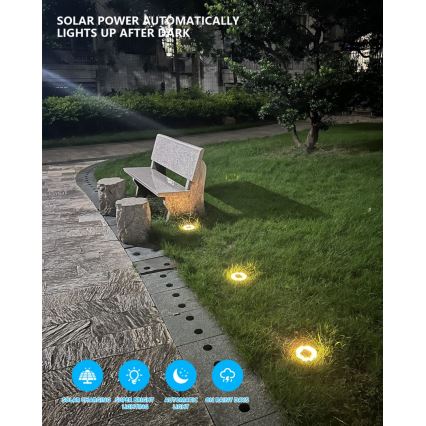 LOT 4xLED Éclairage solaire extérieur avec détecteur 0,048W/2V IP68
