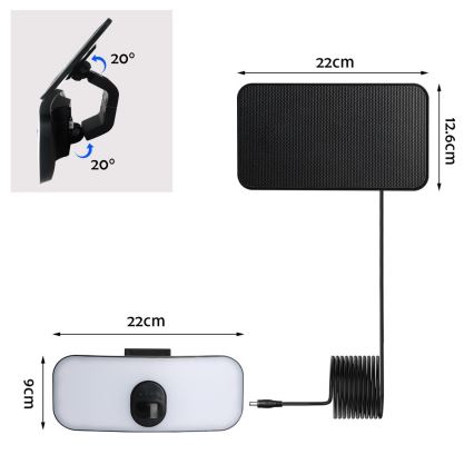 Applique murale solaire avec détecteur LED/13W/3,7V 4000K IP65 400 mAh