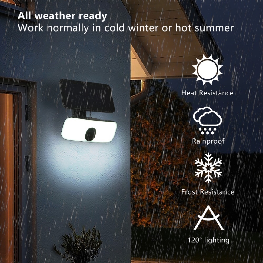 Lampada da parete solare LED con sensore LED/13W/3,7V 4000K IP65 400 mAh