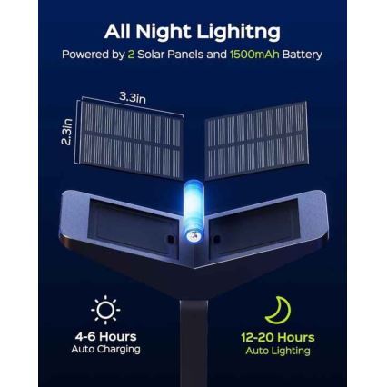 Lampe solaire LED avec capteur SUN BUTTERFLY LED/1,5W/3,7V 3000/6000K IP65 1500 mAh