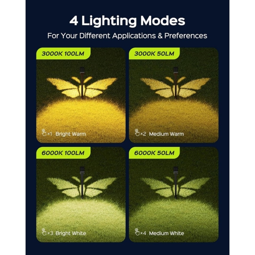 Lampada solare a LED con sensore SUN BUTTERFLY LED/1,5W/3,7V 3000/6000K IP65 1500 mAh