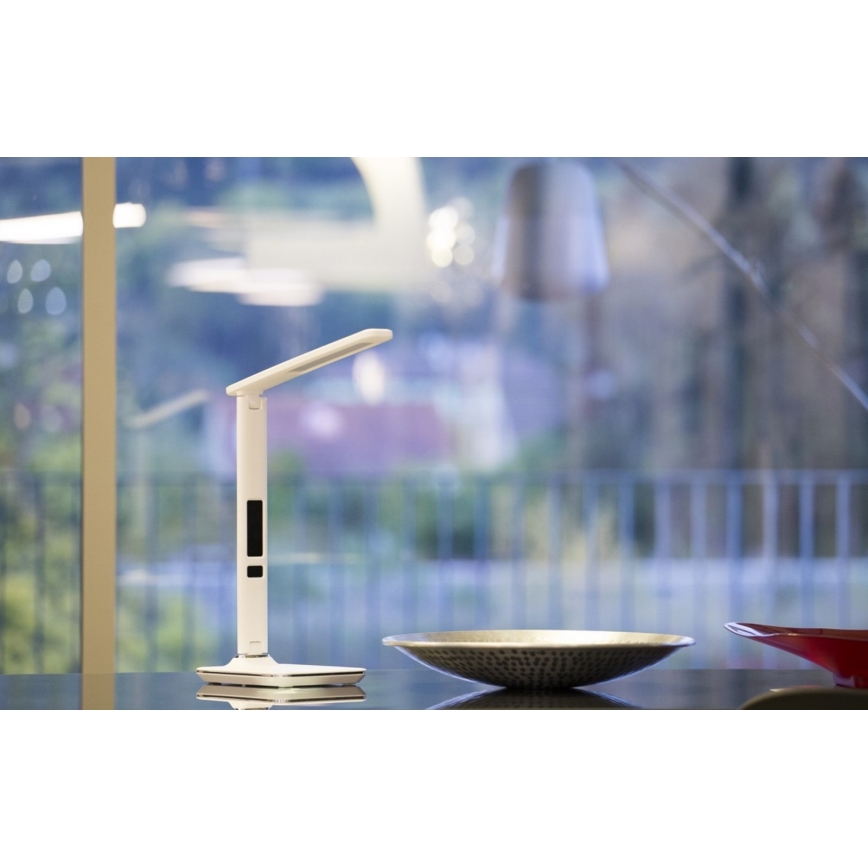 Lampada LED da tavolo con display LED/9W/230V bianco