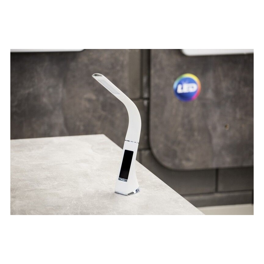 Lampe de table à intensité variable avec écran LEATHER LED/7W/230V blanc